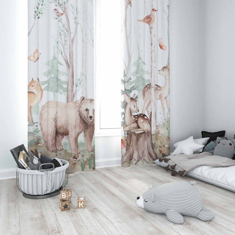 Forest Animals Curtains Kids N - đánh giá và giá Baby Nursery Curtains
