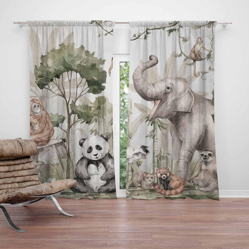 Safari Animals Curtains Kids B - đánh giá và giá Baby Nursery Curtains