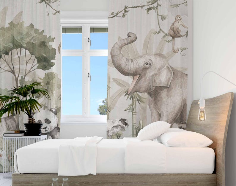 Safari Animals Curtains Kids B - đánh giá và giá Baby Nursery Curtains