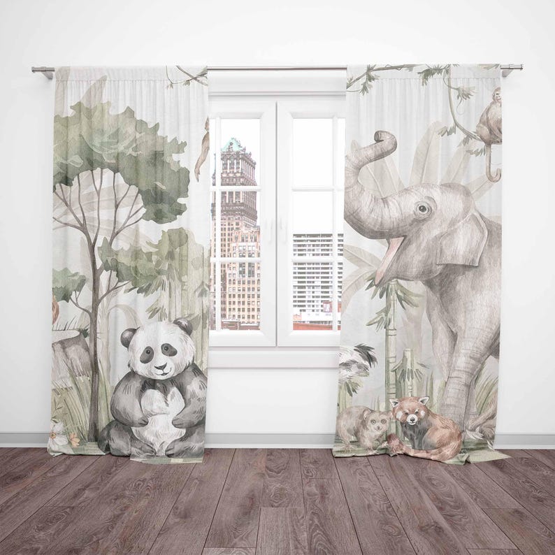 Safari Animals Curtains Kids B - đánh giá và giá Baby Nursery Curtains