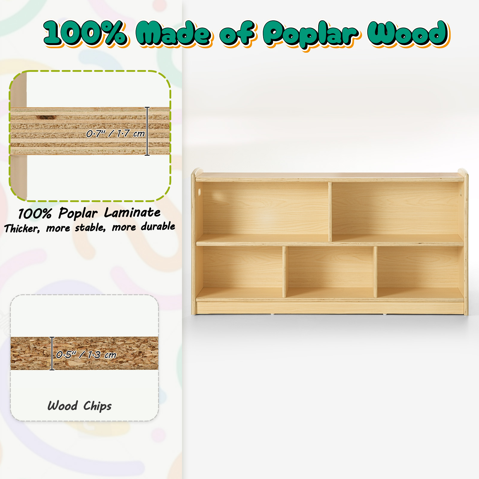 2-Tier Wood Montessori Cabinet - đánh giá và giá Baby Bookshelf Small